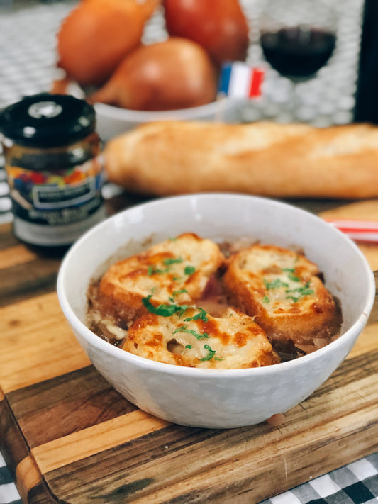 French Onion Soup W. Sticky Balsamic Vinegar